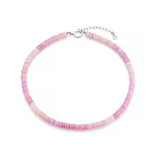 PINK OMBRE OPAL TYRE BEAD CHOKER  NECKLACE