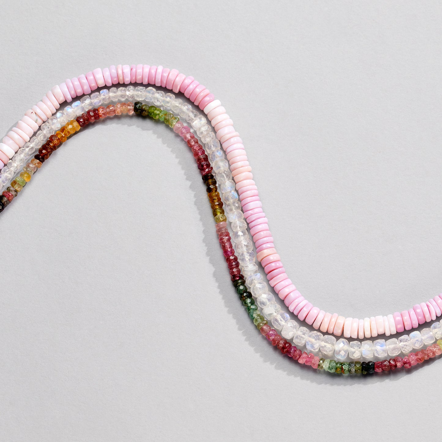 PINK OMBRE OPAL TYRE BEAD CHOKER NECKLACE
