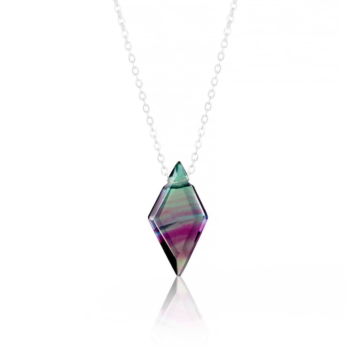 BI COLOUR RAINBOW FLUORITE DIAMOND CUT PENDANT