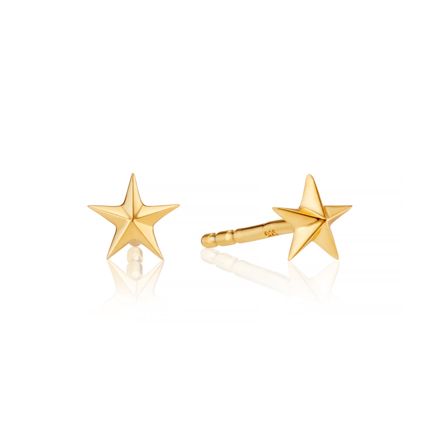 tiny 3d gold vermeil star stud earrings