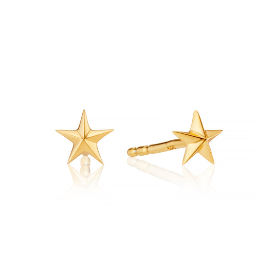 tiny 3d gold vermeil star stud earrings