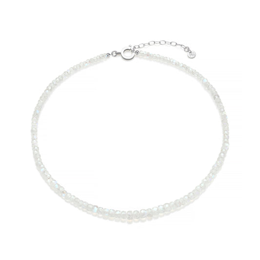FLASHY RAINBOW MOONSTONE FACETED BEADED NECKLACE