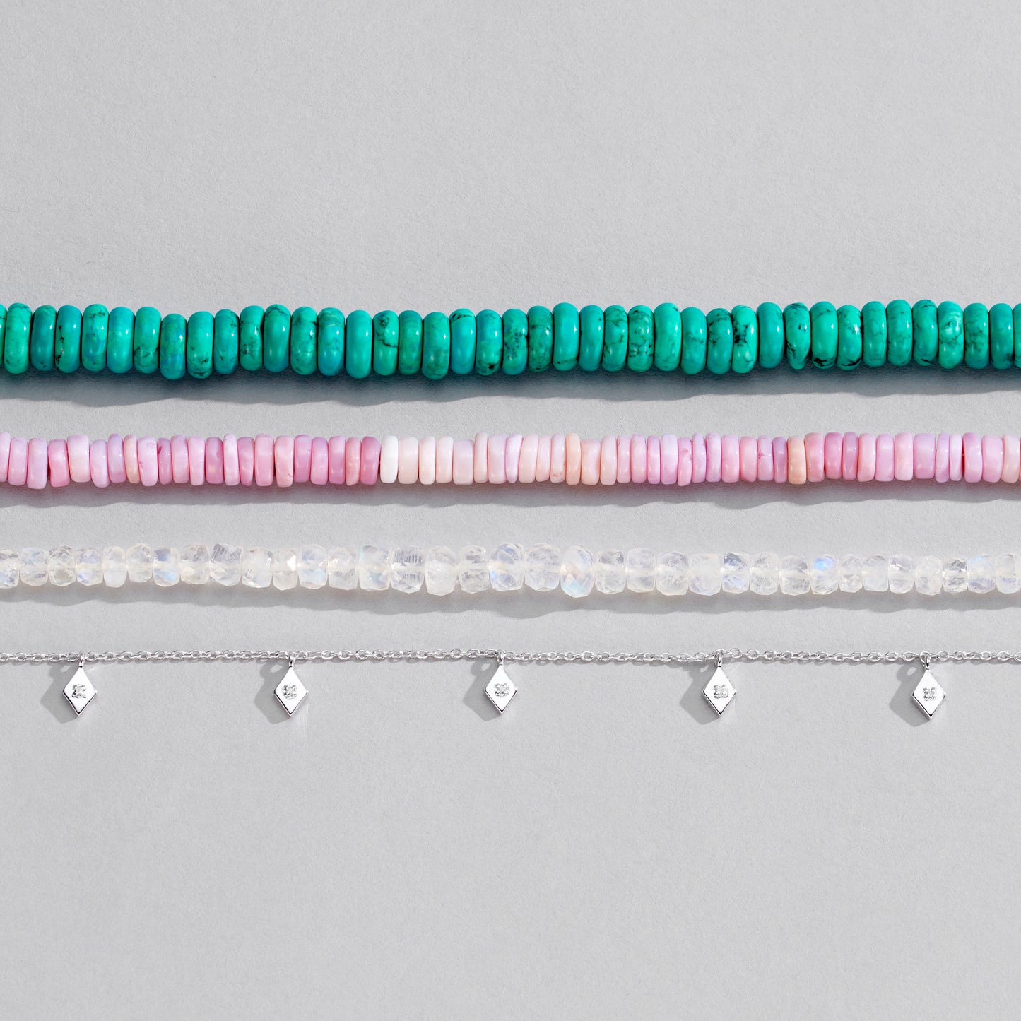 FLASHY RAINBOW MOONSTONE FACETED BEADED NECKLACE