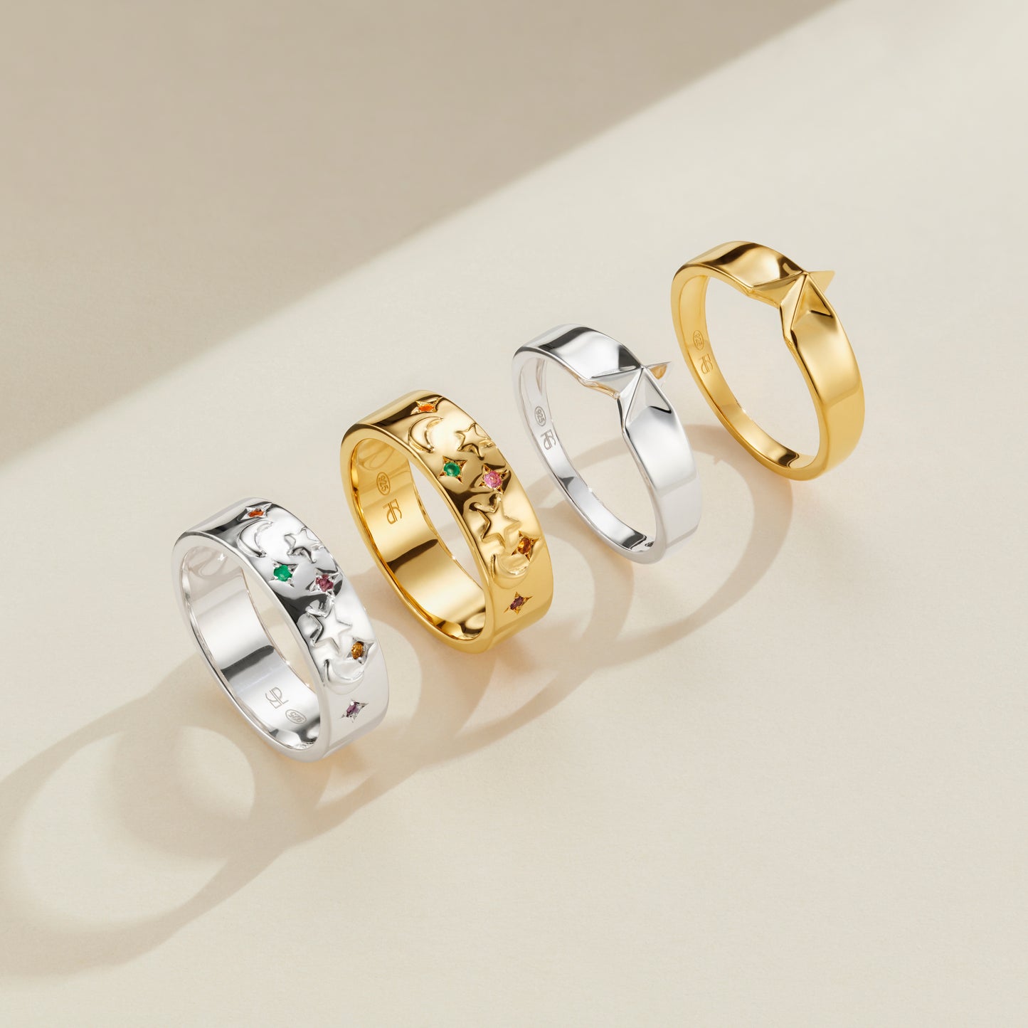 Celestial Moon and star ring collection