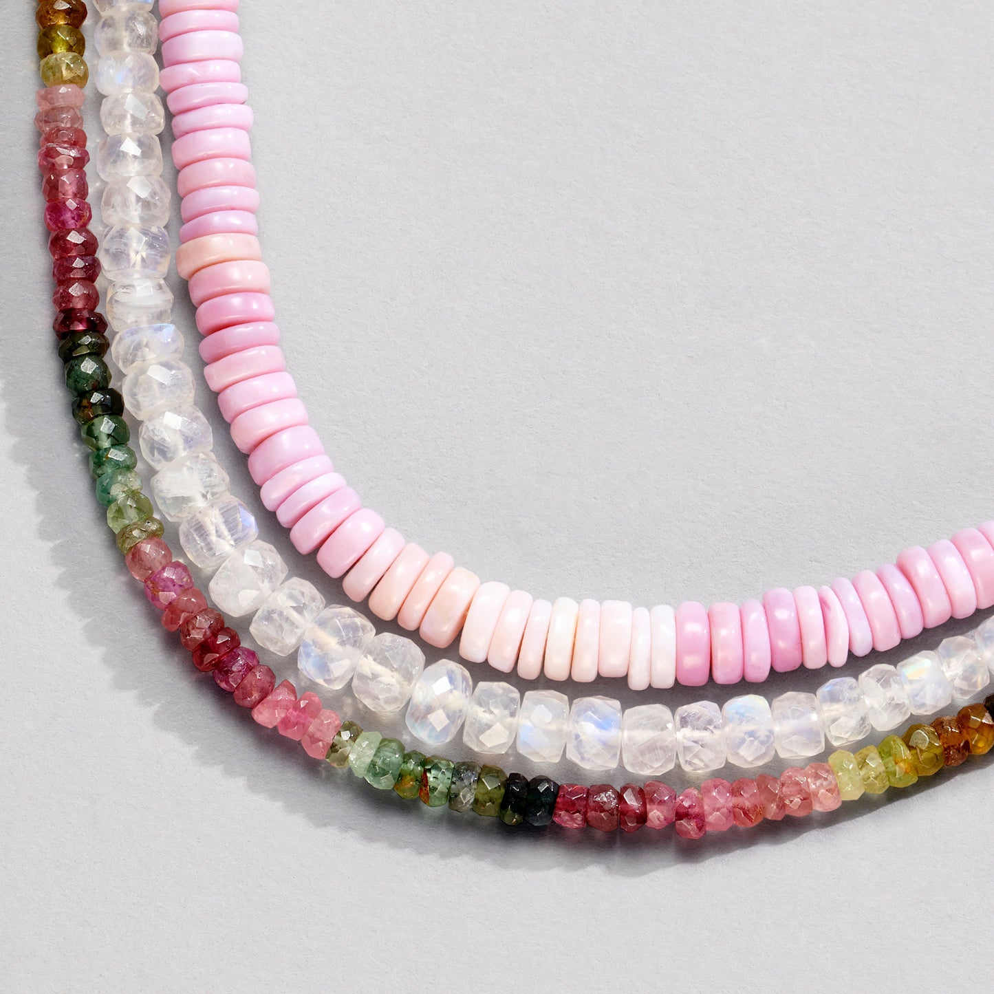 FLASHY RAINBOW MOONSTONE FACETED BEADED NECKLACE