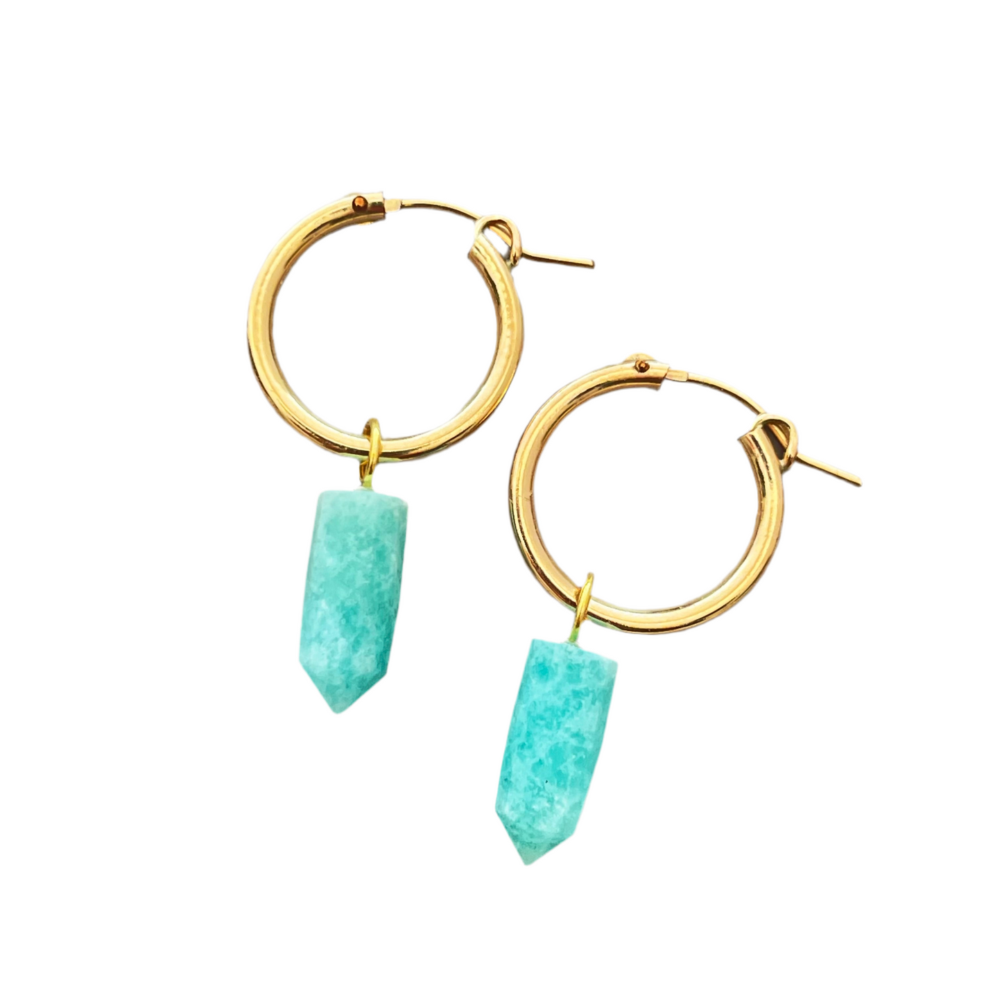 AMAZONITE SPIKE GEMSTONE HOOP EARRINGS