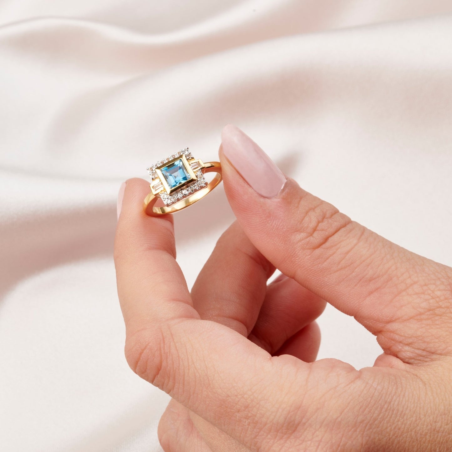 9CT YELLOW GOLD LONDON BLUE TOPAZ VINTAGE RING - Fool's Gold Jewellery