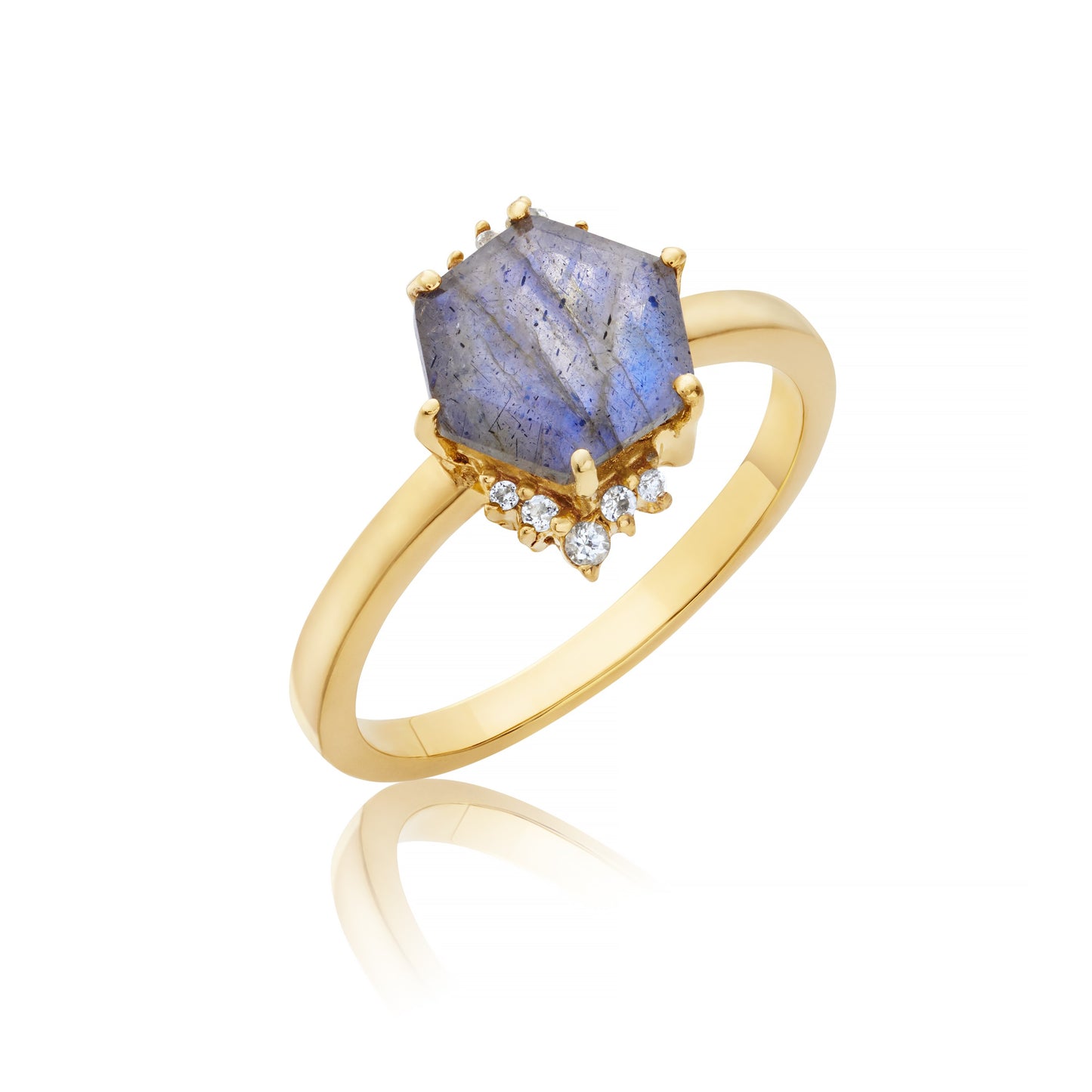 Labradorite gold cluster ring