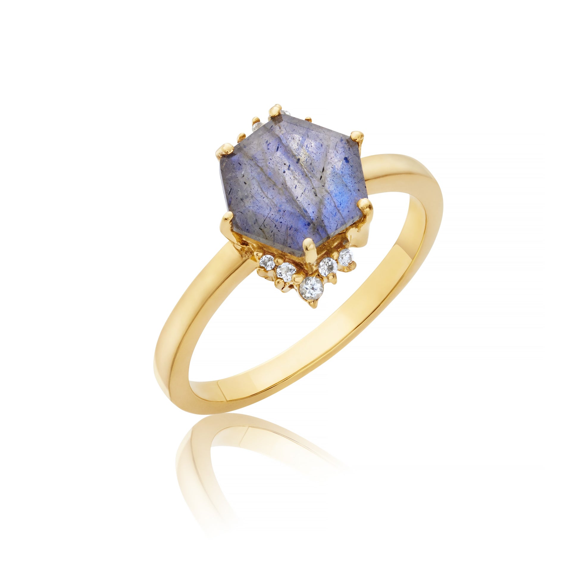 Labradorite gold cluster ring