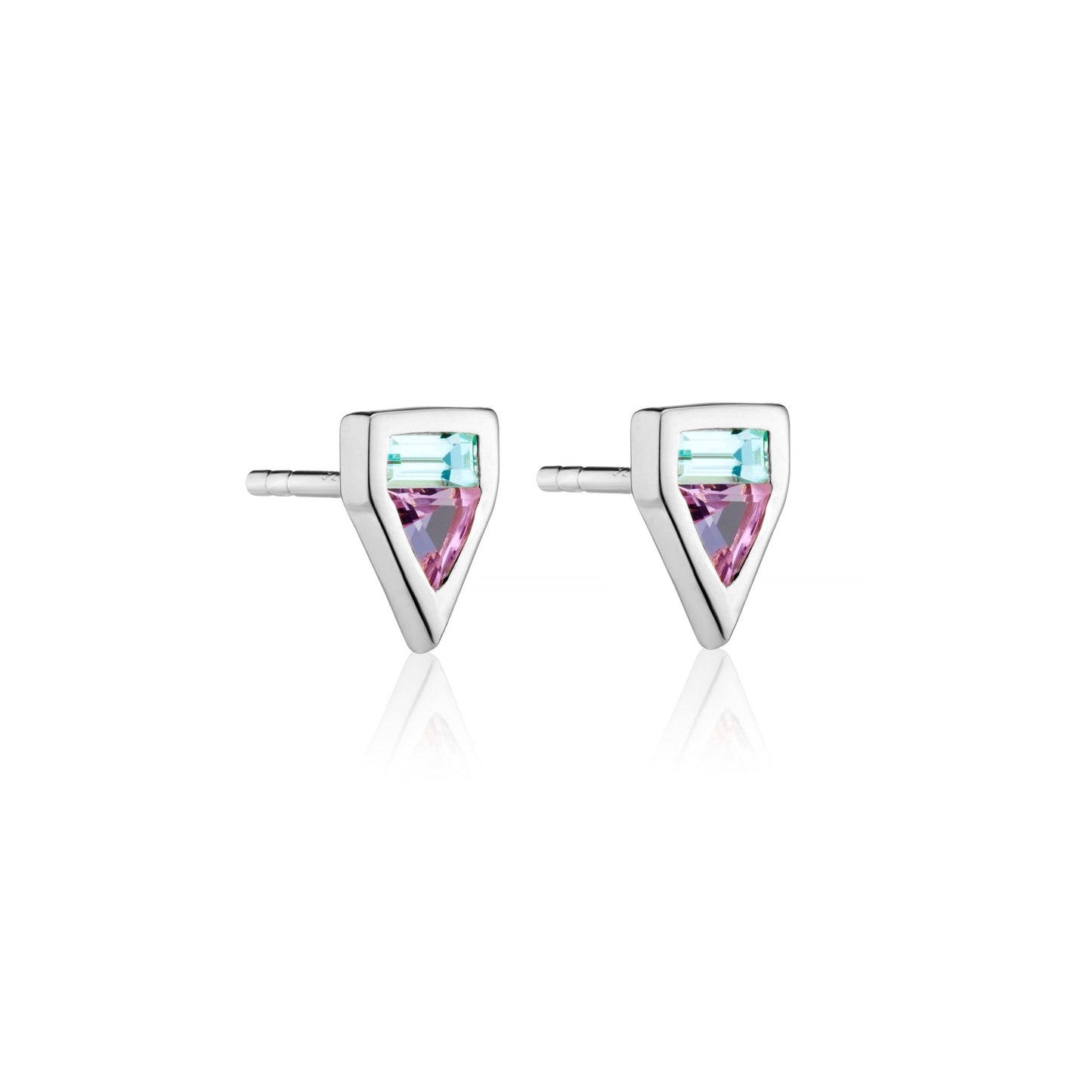 AMETHYST & BLUE TOPAZ GEOMETRIC STUD EARRINGS IN STERLING SILVER - Fool's Gold Jewellery