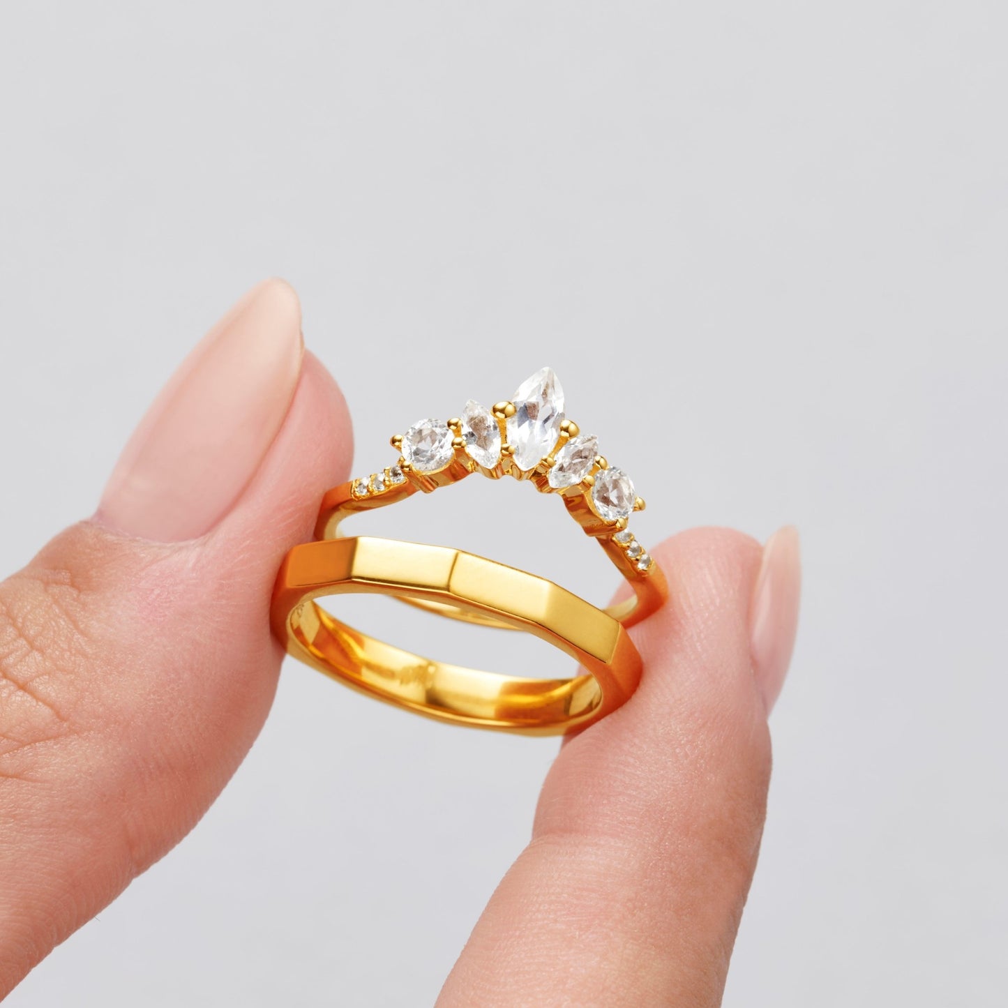 GOLD VERMEIL FACETED STACKING RING - Fool's Gold Jewellery