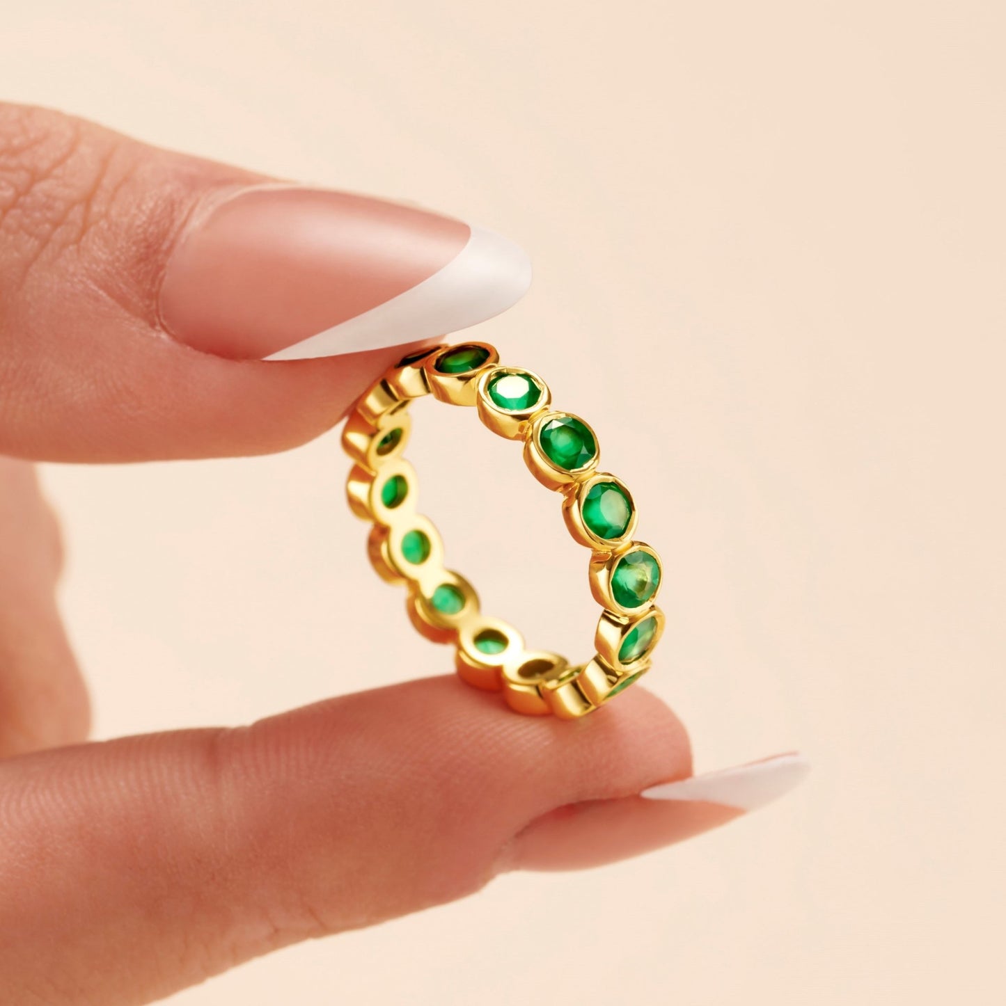 GREEN ONYX ETERNITY STACKING RING - Fool's Gold Jewellery