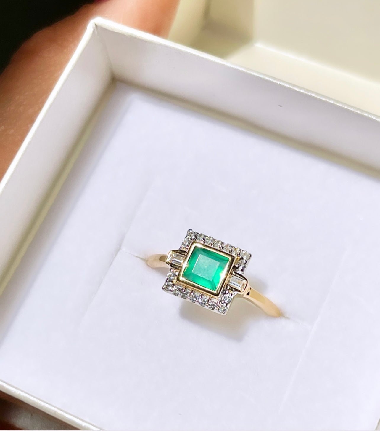 GREEN ONYX VINTAGE ART DECO STYLE RING - Fool's Gold Jewellery
