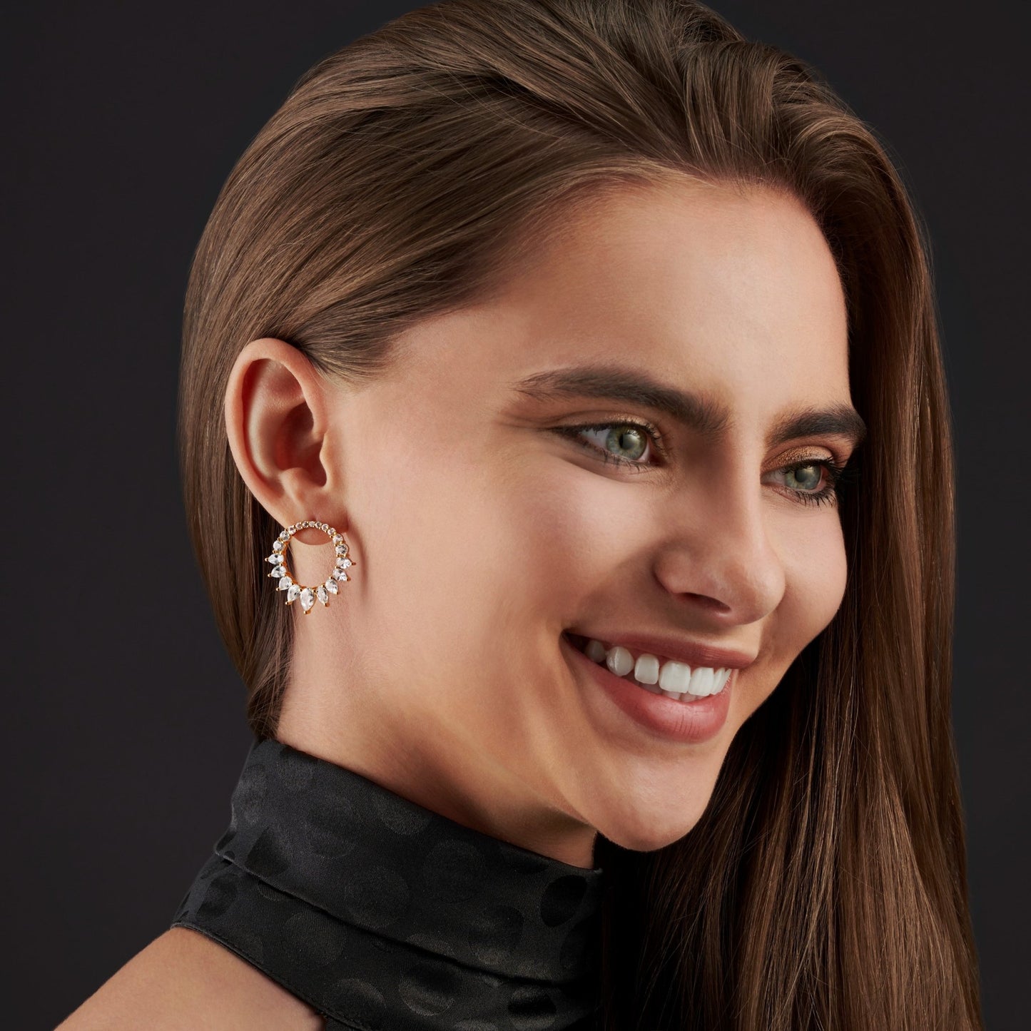 ICE QUEEN CIRCLE STUD EARRINGS IN GOLD VERMEIL - Fool's Gold Jewellery