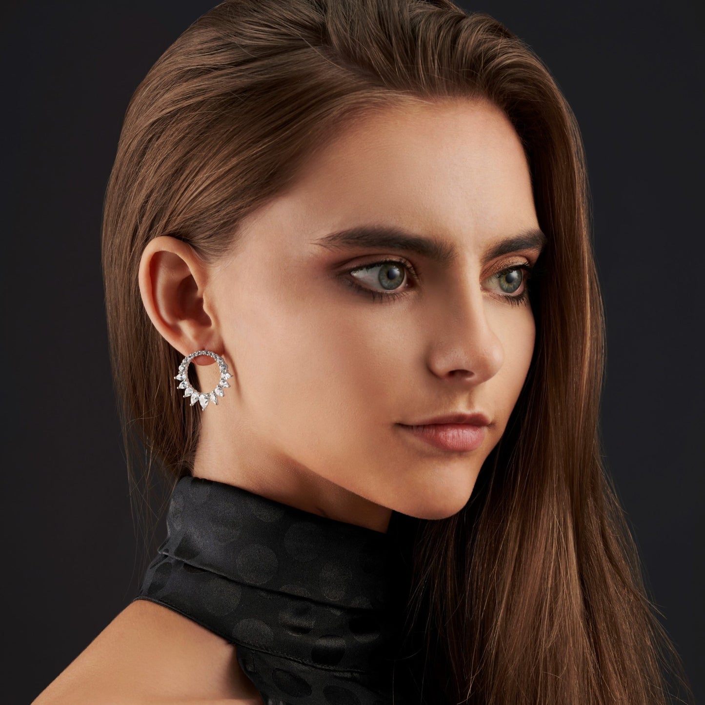 ICE QUEEN CIRCLE STUD EARRINGS IN STERLING SILVER - Fool's Gold Jewellery