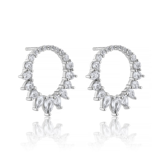 ICE QUEEN CIRCLE STUD EARRINGS IN STERLING SILVER - Fool's Gold Jewellery