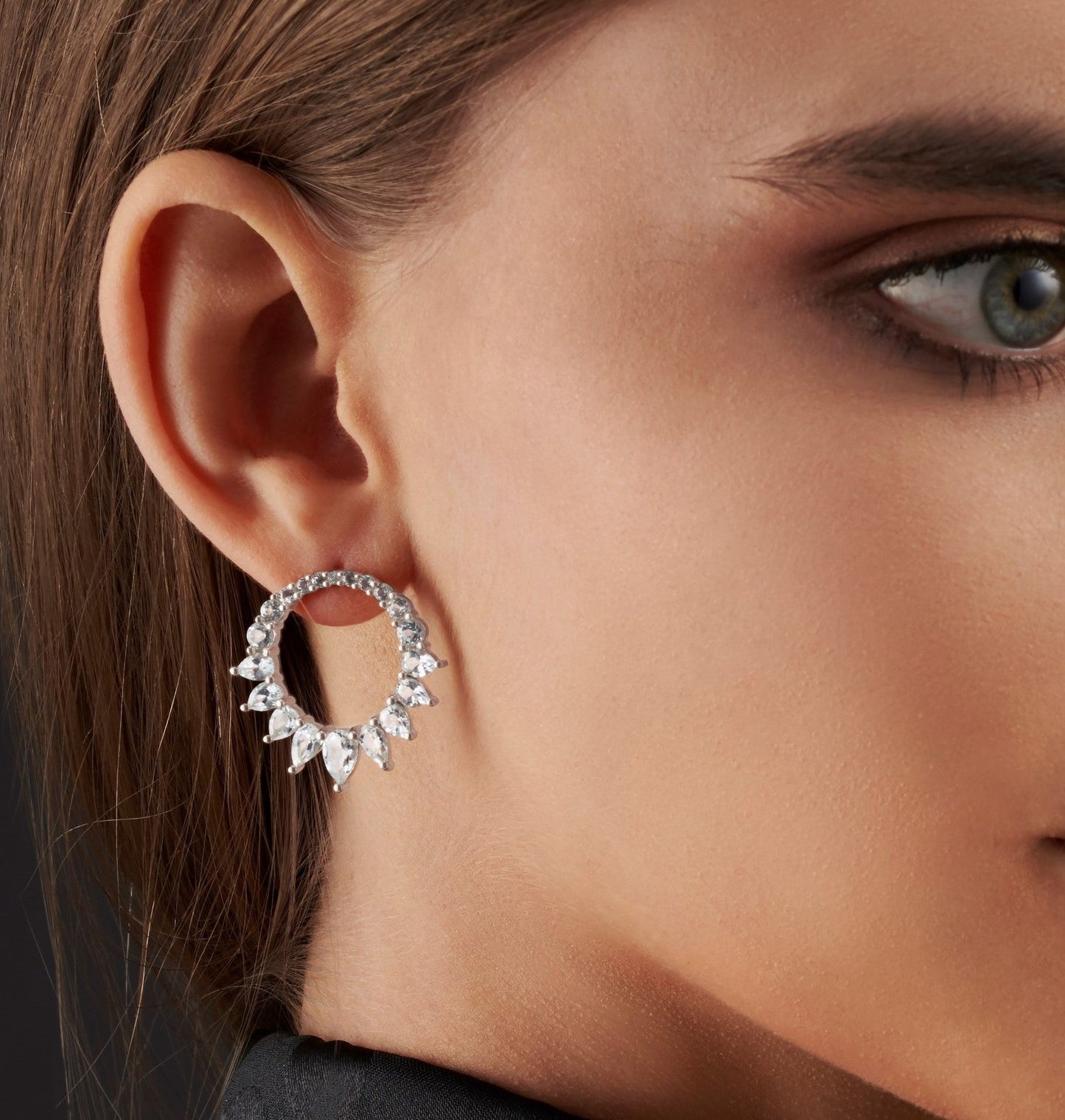 ICE QUEEN CIRCLE STUD EARRINGS IN STERLING SILVER - Fool's Gold Jewellery
