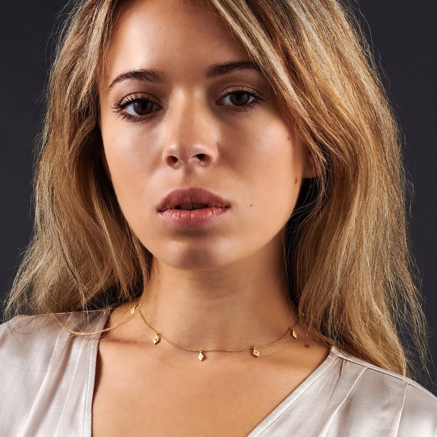 STERLING SILVER DIAMOND DROP CHOKER NECKLACE - Fool's Gold Jewellery