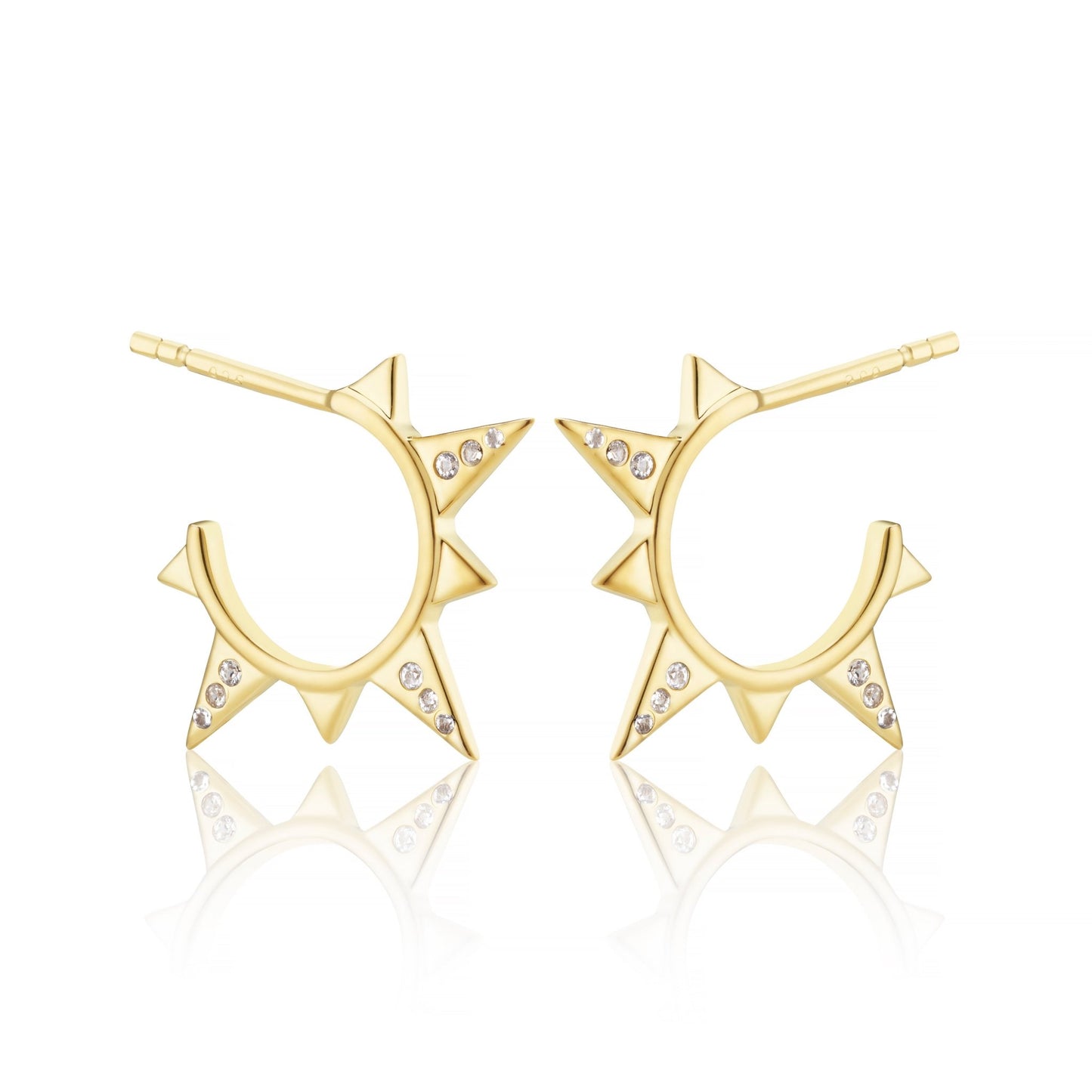 WHITE TOPAZ COMPASS SPIKE HOOP EARRINGS - Fool's Gold Jewellery