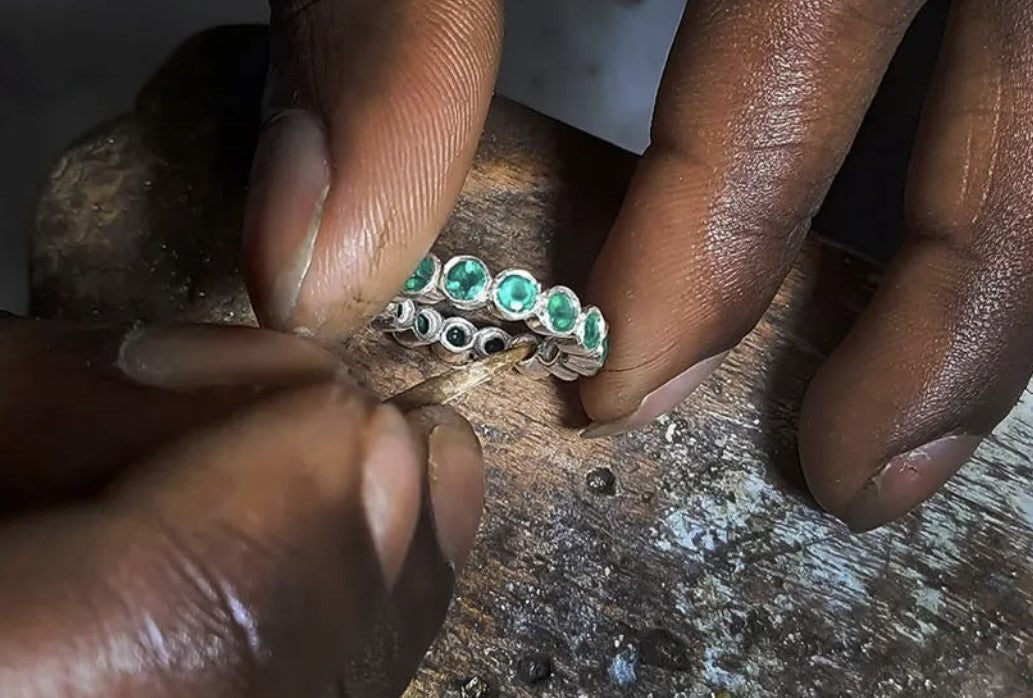 jeweller making our green onyx eternity band