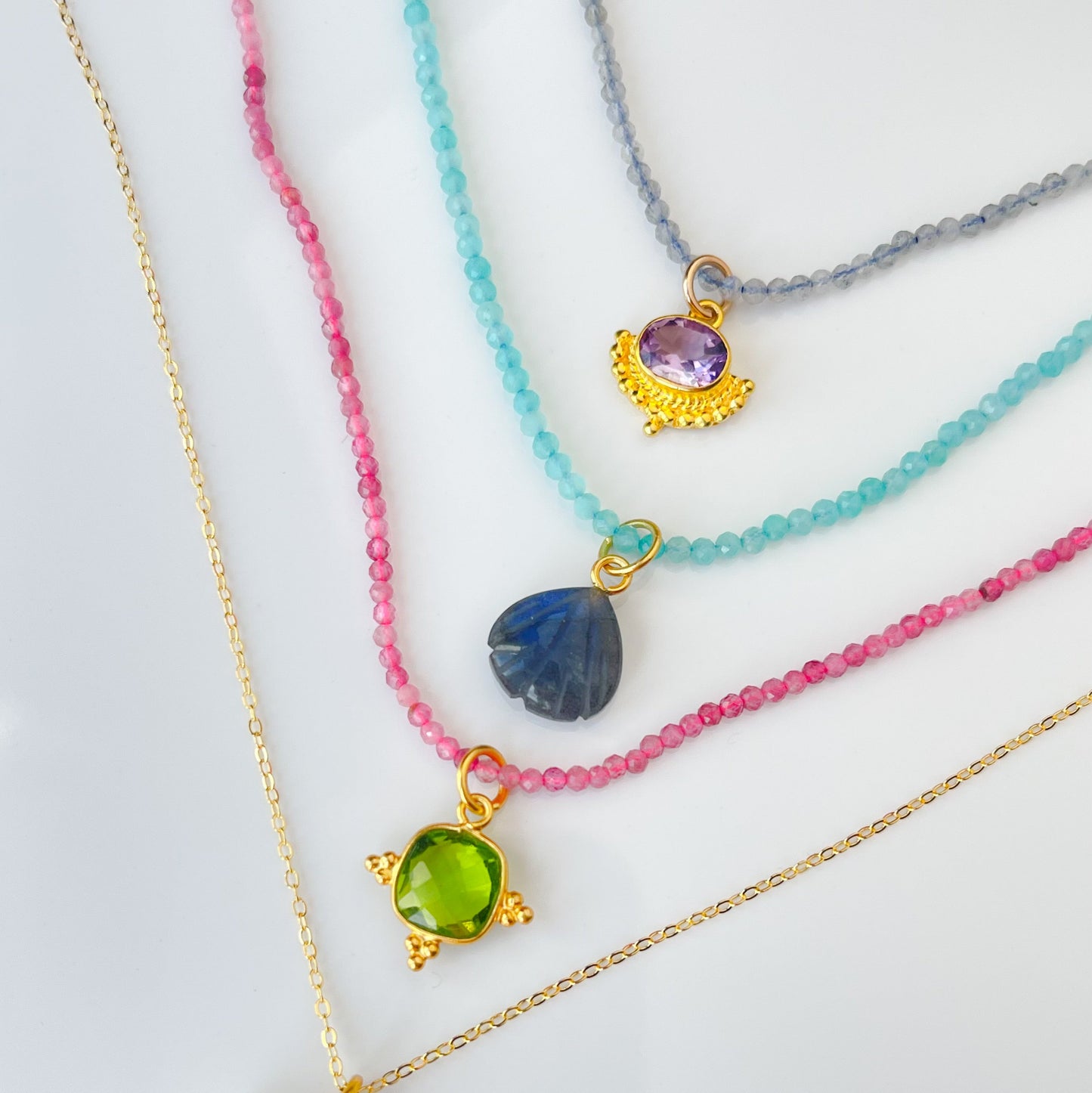CREATE YOUR OWN  GEMSTONE BEADS & CHARM NECKLACE