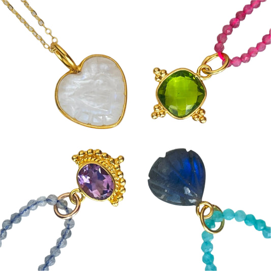 CREATE YOUR OWN  GEMSTONE BEADS & CHARM NECKLACE