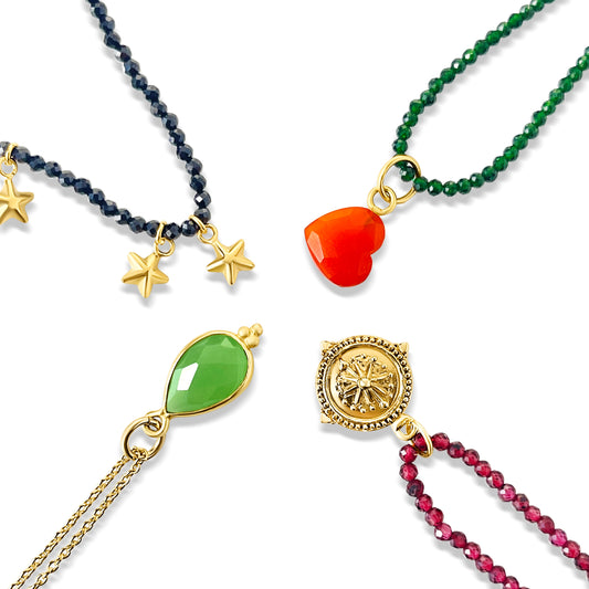 DESIGN YOUR OWN BEADED GEMSTONE & CHARM NECKLACE