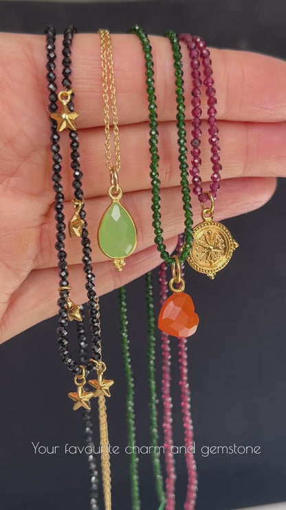 DESIGN YOUR OWN BEADED GEMSTONE & CHARM NECKLACE