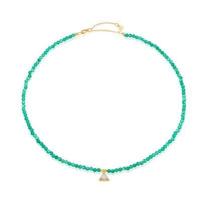 green onyx and triangle moonstone beaded necklace