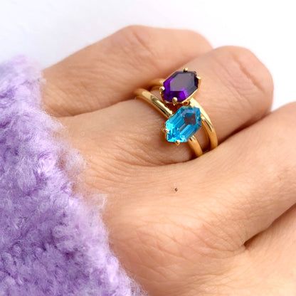 AMETHYST HEXAGON SOLITAIRE RING - Fool's Gold Jewellery