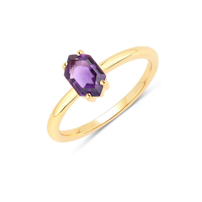 AMETHYST HEXAGON SOLITAIRE RING - Fool's Gold Jewellery
