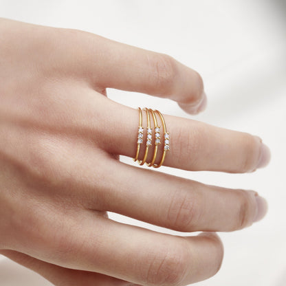 DAINTY DIAMOND TRILOGY STACKING RING - Fool's Gold Jewellery