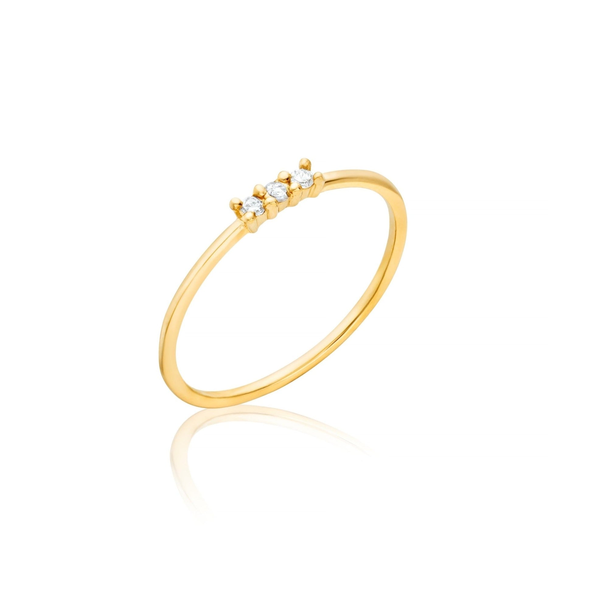 DAINTY DIAMOND TRILOGY STACKING RING - Fool's Gold Jewellery