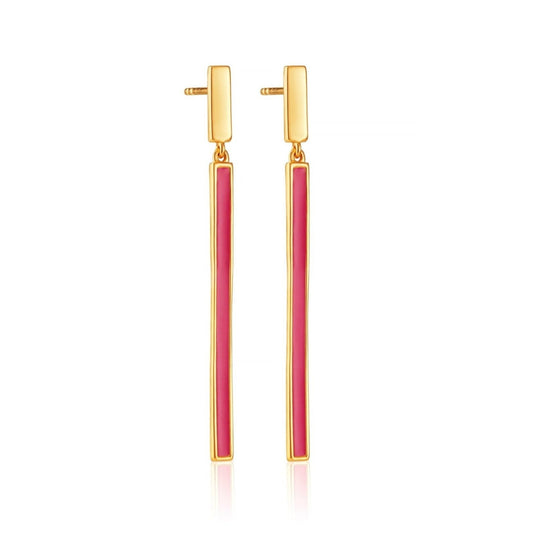 ENAMEL RIBBON DROP EARRINGS IN HOT PINK - Fool's Gold Jewellery