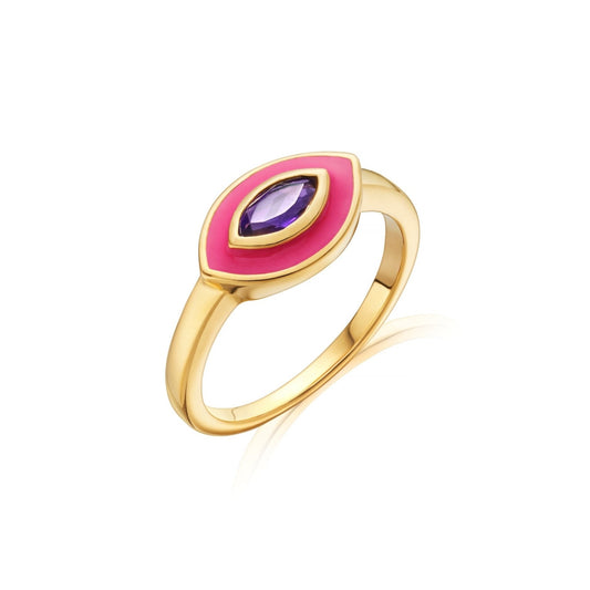 EVIL EYE AMETHYST & ENAMEL RING - Fool's Gold Jewellery