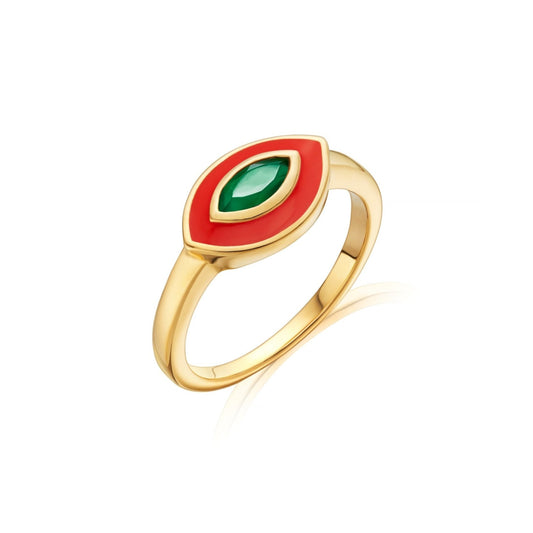 EVIL EYE GREEN ONYX ENAMEL RING - Fool's Gold Jewellery