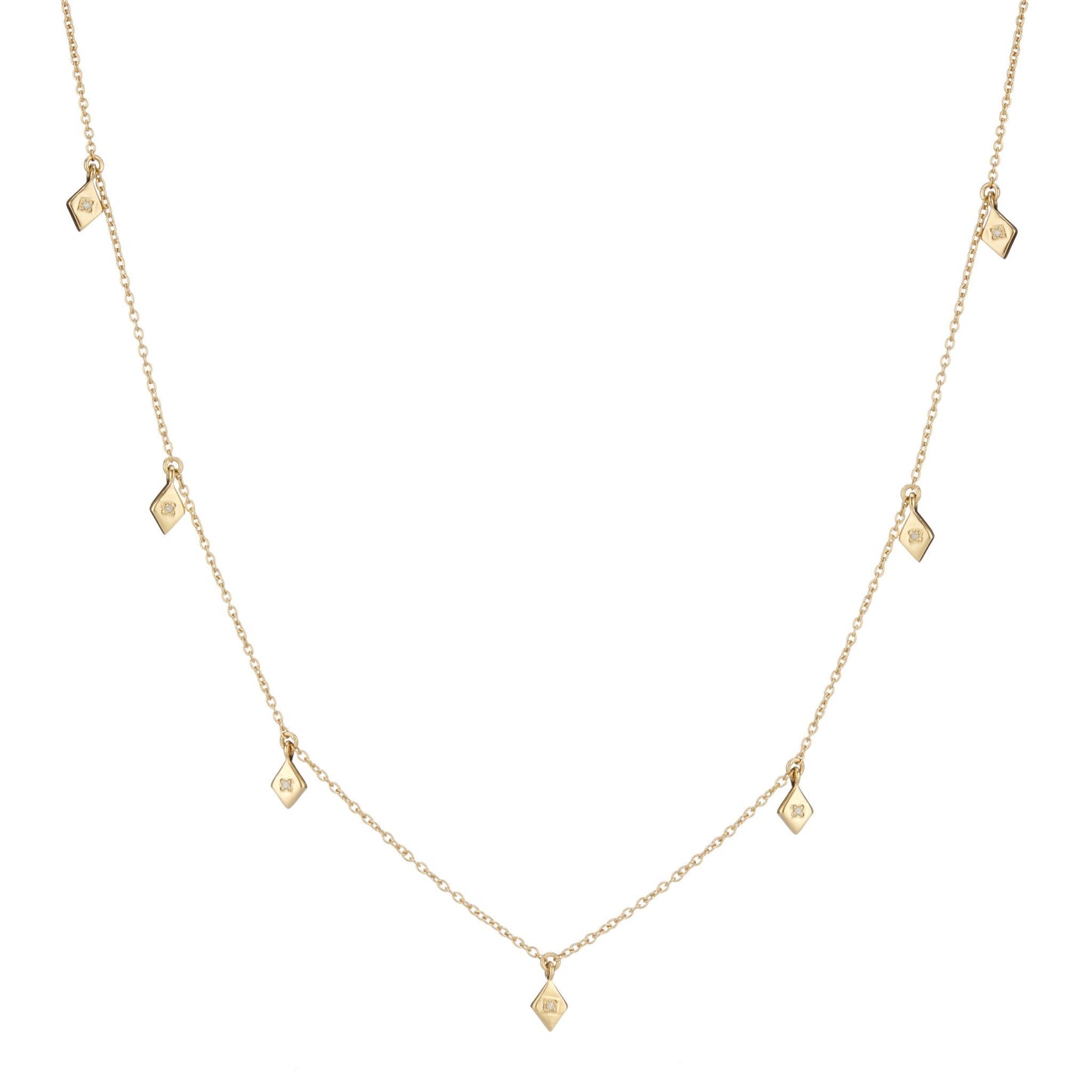 GOLD VERMEIL DIAMOND DROP CHOKER NECKLACE - Fool's Gold Jewellery