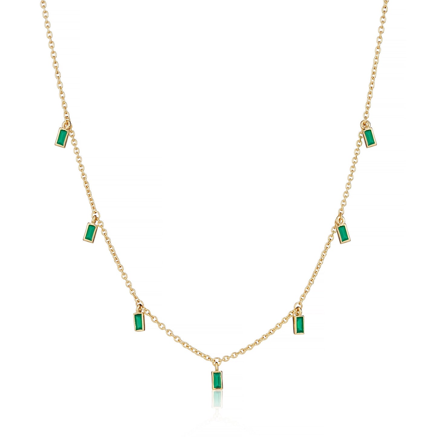 GREEN ONYX BAGUETTE DROPS CHOKER NECKLACE - Fool's Gold Jewellery