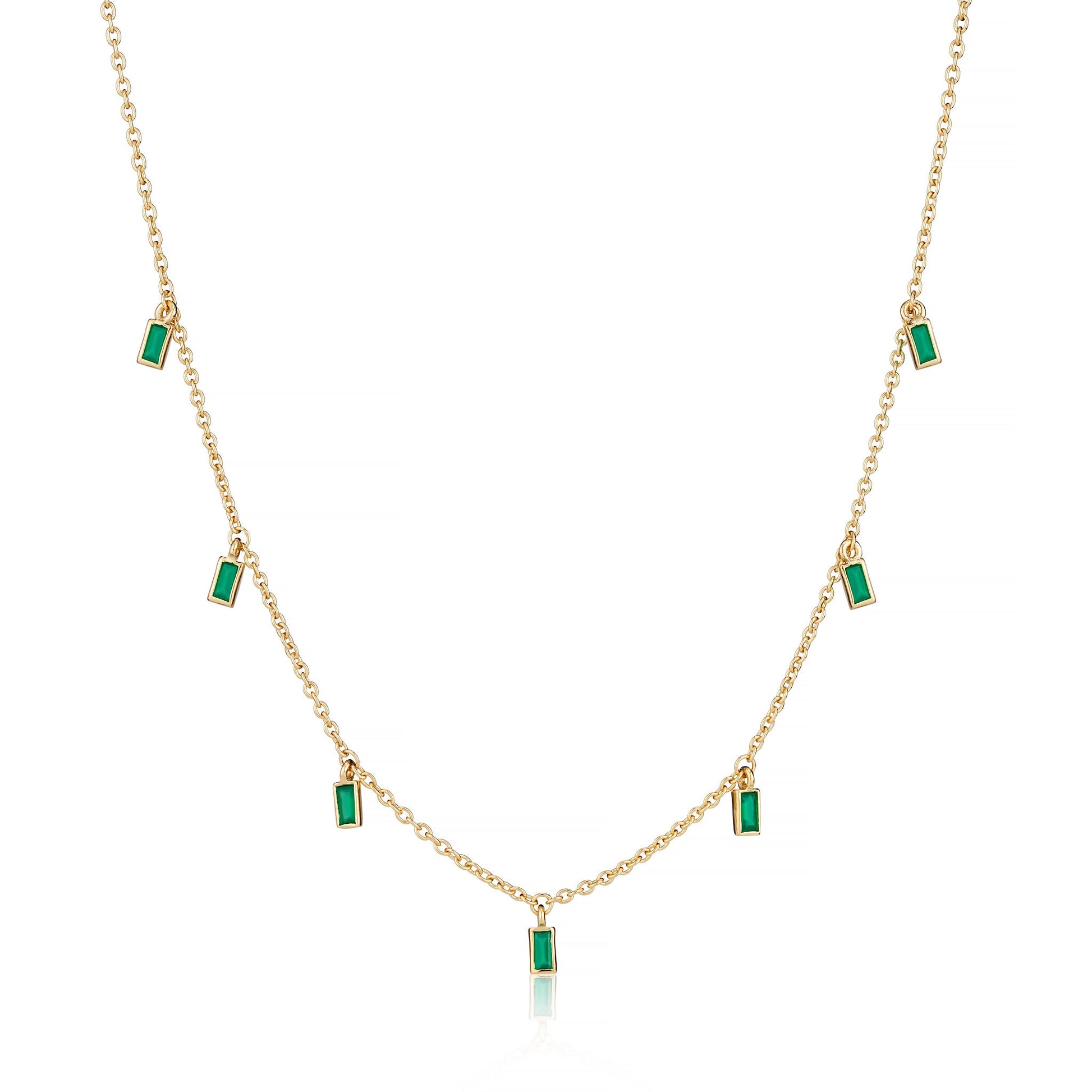 GREEN ONYX BAGUETTE DROPS CHOKER NECKLACE - Fool's Gold Jewellery