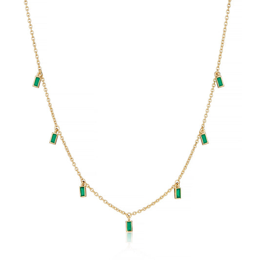 GREEN ONYX BAGUETTE DROPS CHOKER NECKLACE - Fool's Gold Jewellery