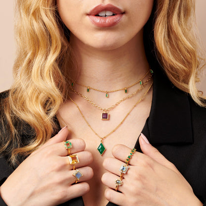 GREEN ONYX BAGUETTE DROPS CHOKER NECKLACE - Fool's Gold Jewellery