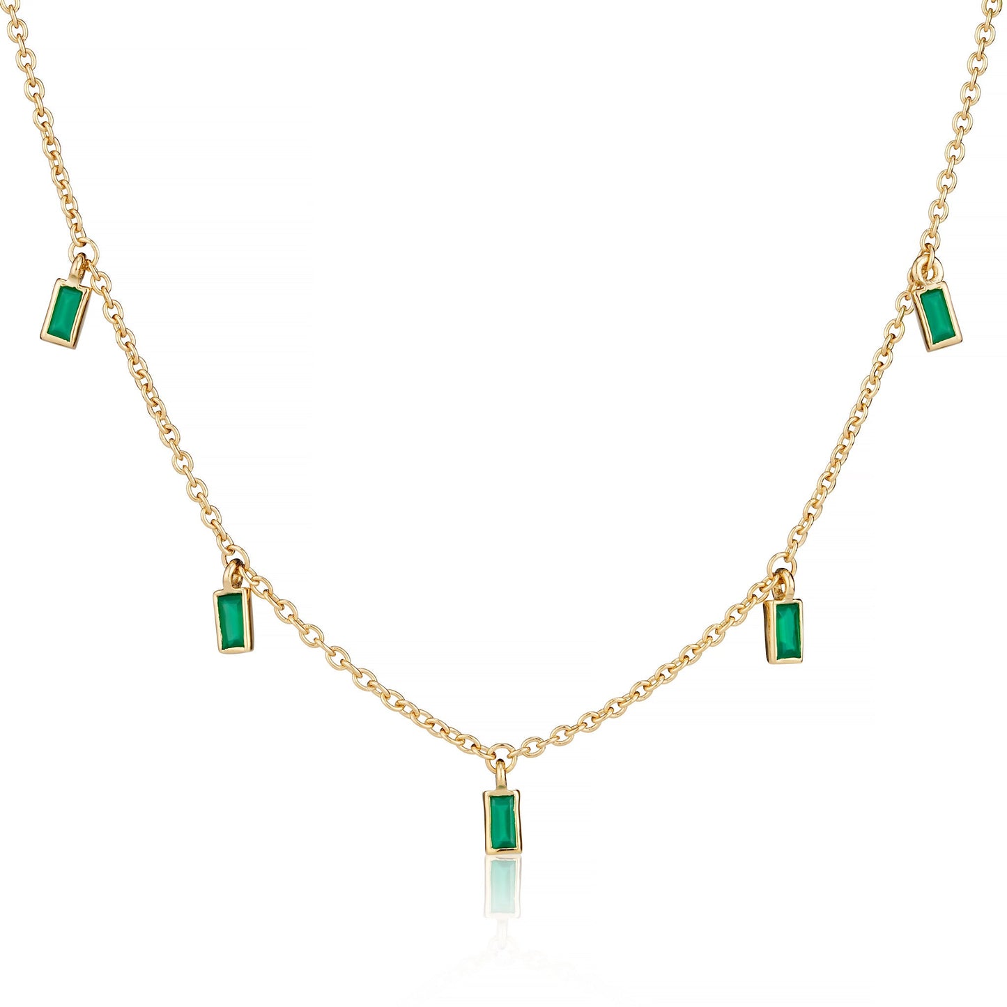 GREEN ONYX BAGUETTE DROPS CHOKER NECKLACE - Fool's Gold Jewellery