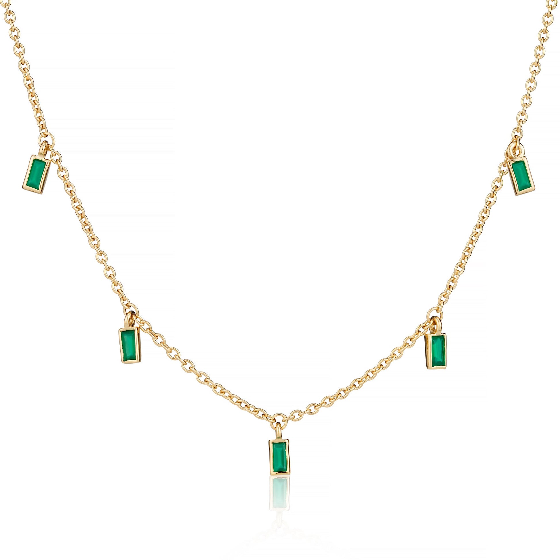 GREEN ONYX BAGUETTE DROPS CHOKER NECKLACE - Fool's Gold Jewellery