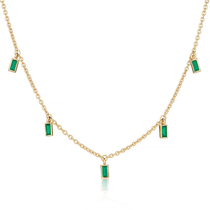 GREEN ONYX BAGUETTE DROPS CHOKER NECKLACE - Fool's Gold Jewellery