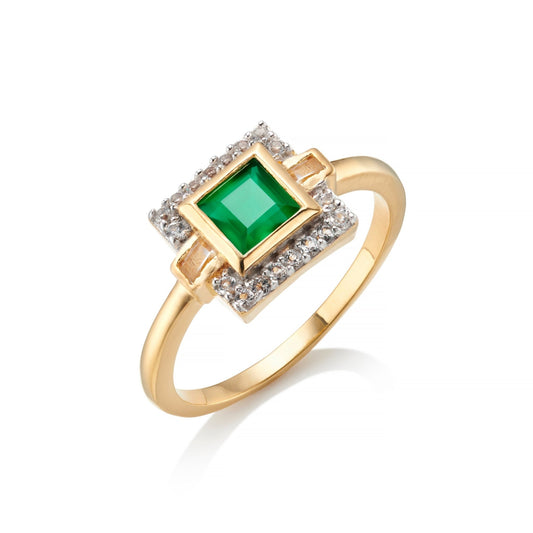 GREEN ONYX VINTAGE ART DECO STYLE RING - Fool's Gold Jewellery