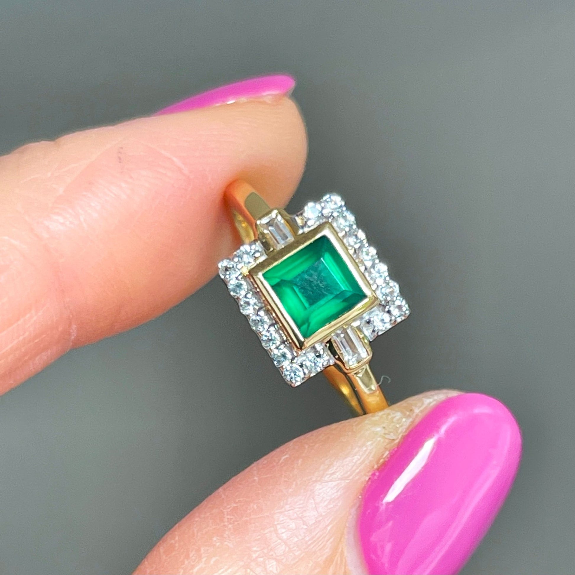 GREEN ONYX VINTAGE ART DECO STYLE RING - Fool's Gold Jewellery