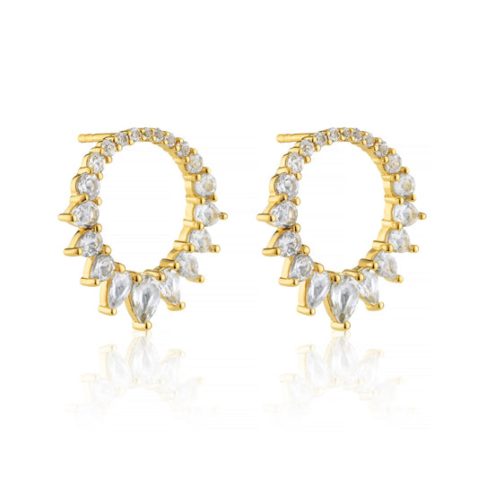 ICE QUEEN CIRCLE STUD EARRINGS IN GOLD VERMEIL - Fool's Gold Jewellery