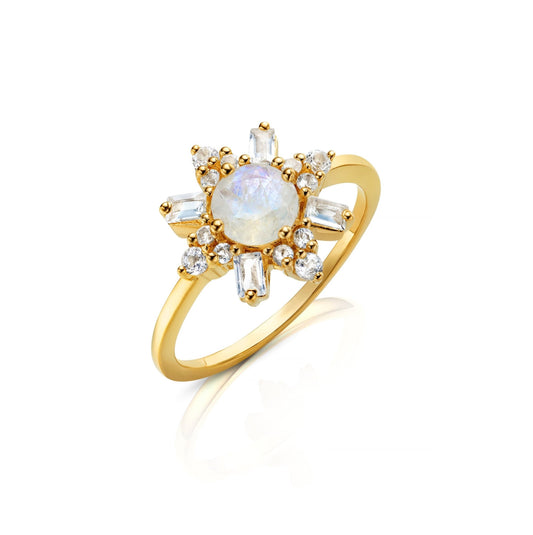 ICE QUEEN MOONSTONE & TOPAZ RING - Fool's Gold Jewellery