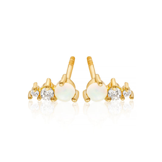 OPAL & WHITE TOPAZ STUD EARRINGS - Fool's Gold Jewellery