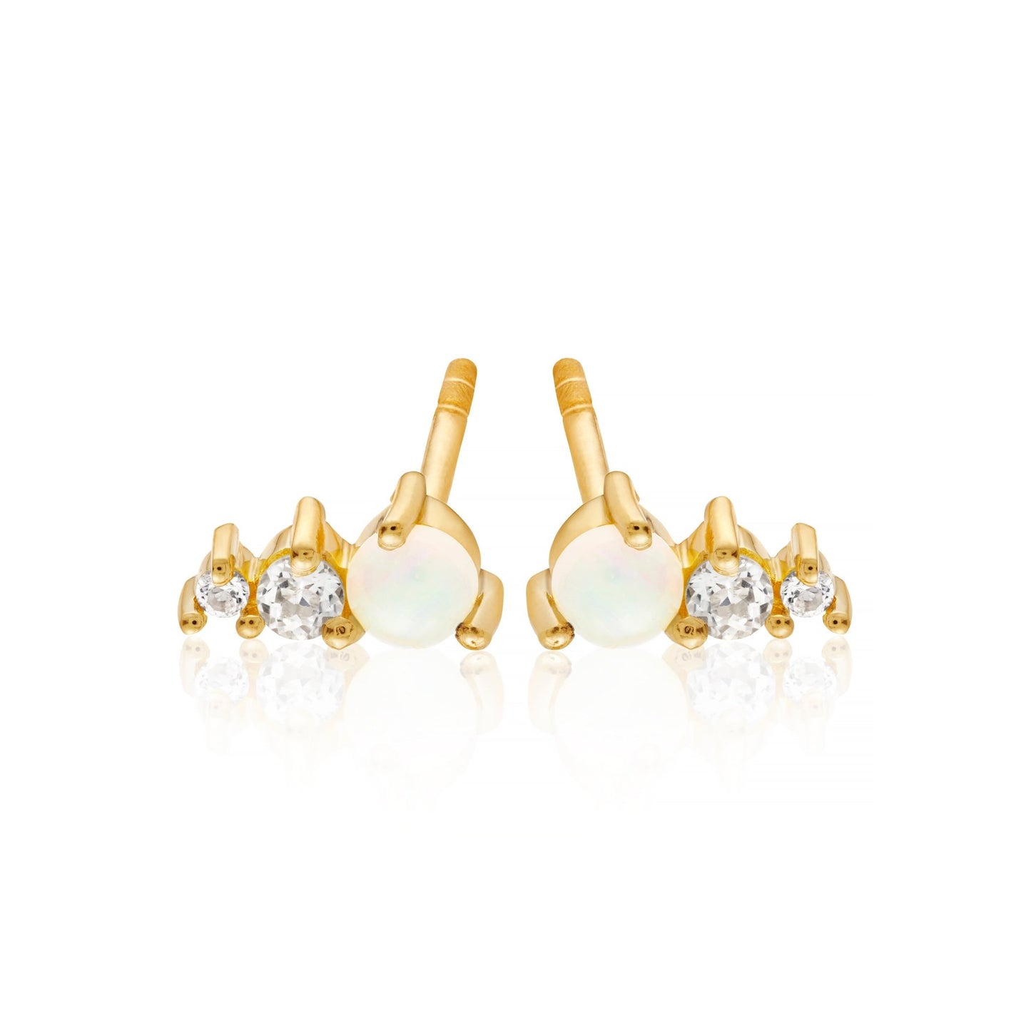 OPAL & WHITE TOPAZ STUD EARRINGS - Fool's Gold Jewellery